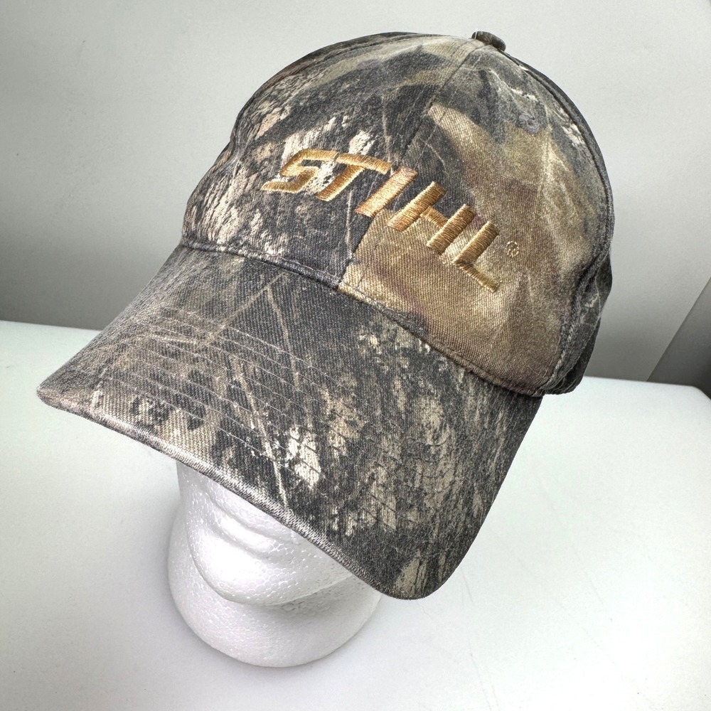 Stihl Camo Hat Mens Adjustable Baseball Cap Brown Camouflage Logo Workwear